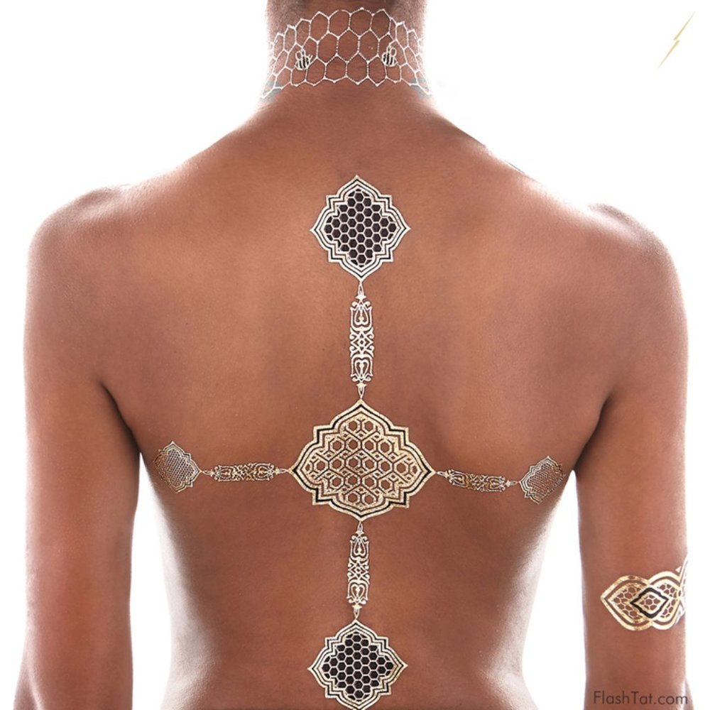 3 sheets Golden Silver Temporary Tattoo - Picture 15 of 16